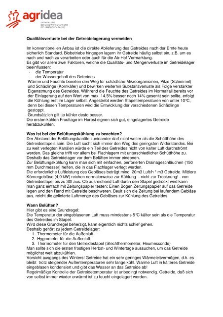 Merkblatt Getreidelagerung - agrigate.ch