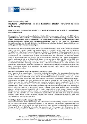Konjunkturbericht 2010 - Deutsch-Baltische Handelskammer in ...