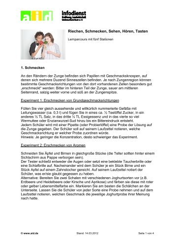Sinnesparcours mit fuenf Stationen - Aid