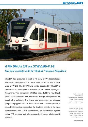 Gelenktriebwagen GTW 2- und 4-teilig für die Sistemi ... - Stadler