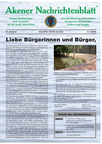 Ausgabe 579/580 vom 28.06.2013 - Stadt Aken (Elbe)