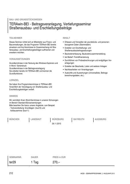 SEMINARPROGRAMM 2. HALBJAHR 2013 - AKDB