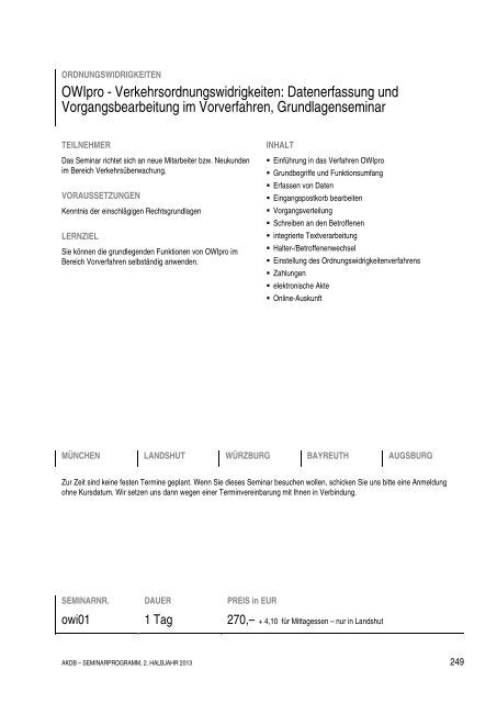 SEMINARPROGRAMM 2. HALBJAHR 2013 - AKDB