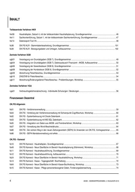 SEMINARPROGRAMM 2. HALBJAHR 2013 - AKDB