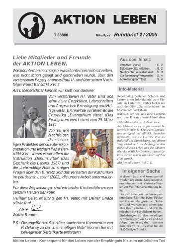 Rundbrief 02/2005 als PDF - AKTION LEBEN e.V