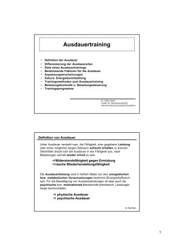 Ausdauertraining - Heinrich-Heine-Universität Düsseldorf