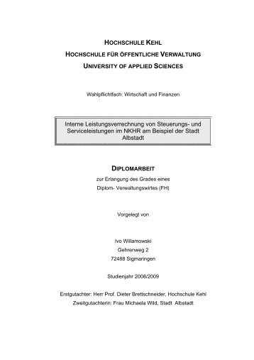 Interne Leistungsverrechnung von Steuerungs- und ... - in Albstadt