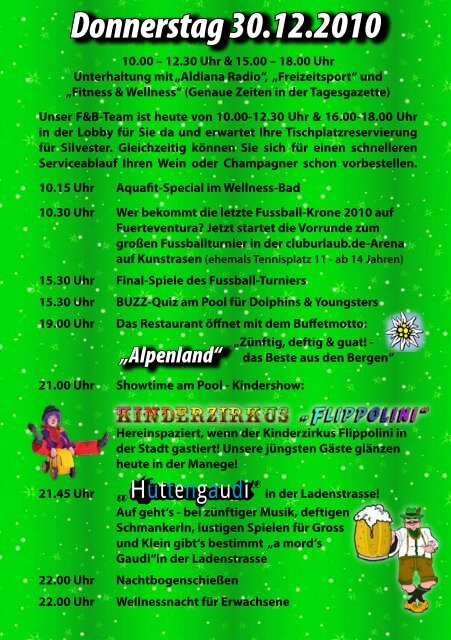 Unser Programm Weihnachten & Silvester 2010/2011 - Aldiana