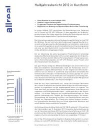 Allreal - Halbjahresbericht 2012 in Kurzform - Allreal Holding AG