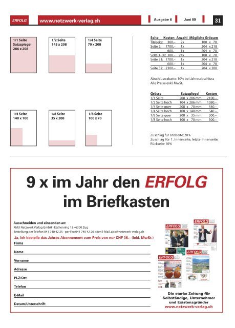 Erfolg_Ausgabe Nr. 6 - Juni 2009