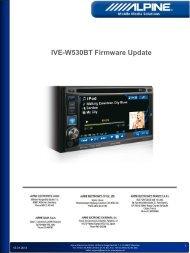 IVE-W530BT Firmware Update - Alpine