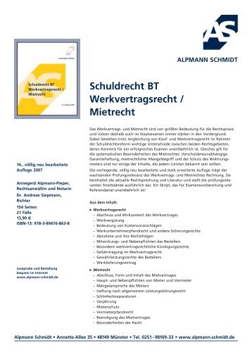 Werb SchuldR BT WerkMietR.qxd - Alpmann Schmidt