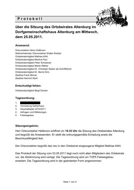 Protokoll Altenburg vom 25.05.2011 - Alsfeld