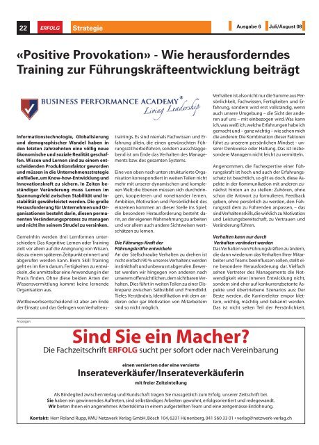 Erfolg_Ausgabe Nr. 6 - Juli/August 2008