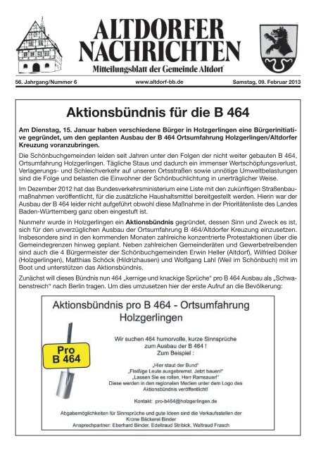 Aktionsbündnis für die B 464 - Altdorf