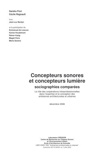 Concepteurs sonores et concepteurs lumière ... - Le réseau @archi.fr