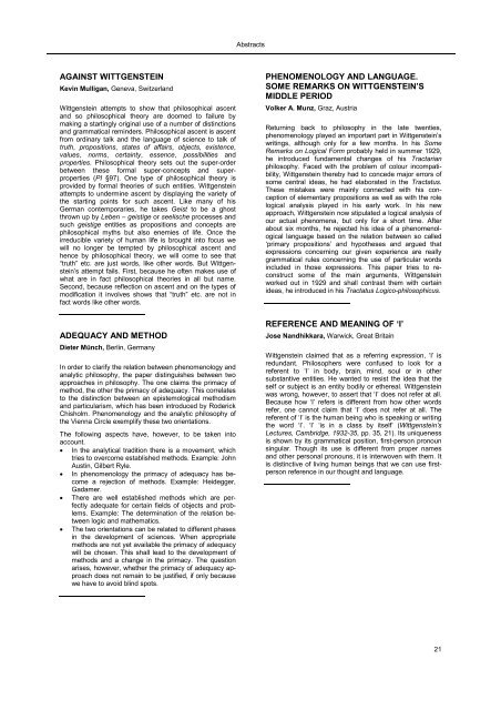 Erfahrung und Analyse Experience and Analysis - Austrian Ludwig ...