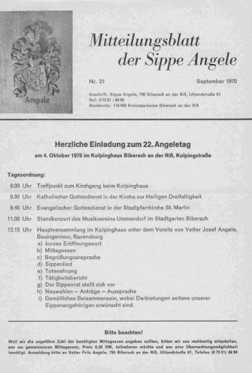 Das Mitteilungsblatt 21 von 1970 als pdf-Datei - Angele Sippe