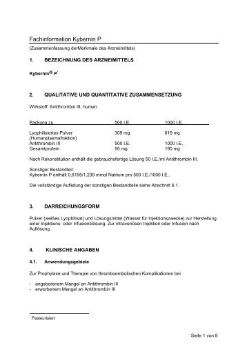 Fachinformation Kybernin P