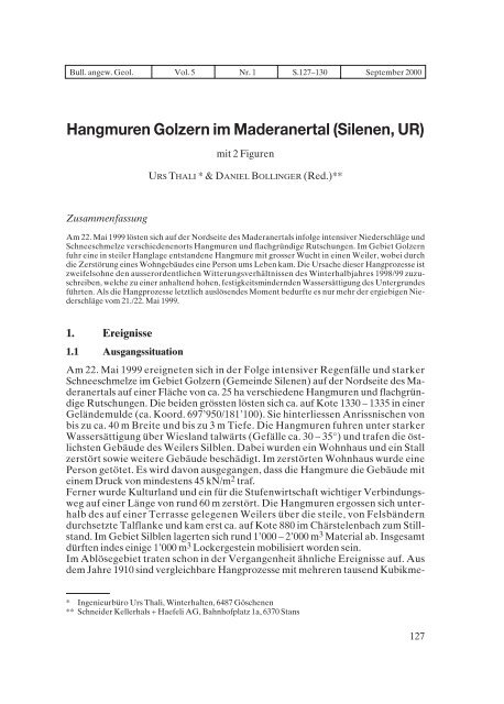Hangmuren Golzern im Maderanertal - Bulletin für angewandte ...