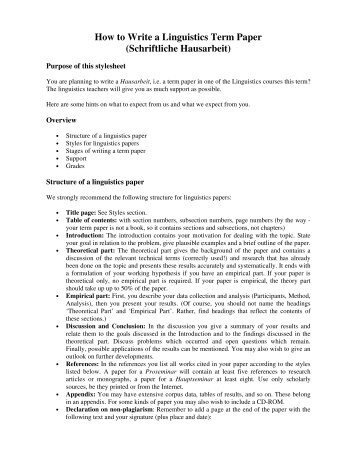 How to Write a Linguistics Term Paper (Schriftliche Hausarbeit)