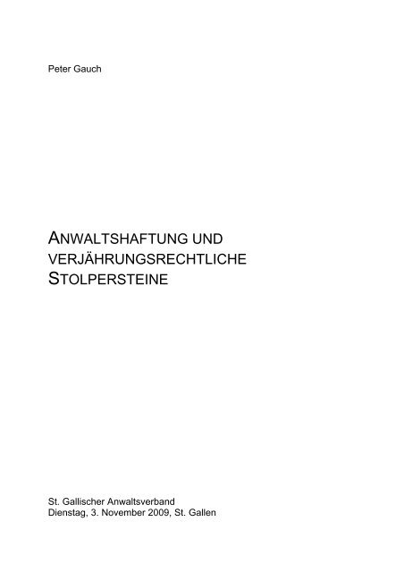 Anwaltshaftung Und Verjahrungsrechtliche Stolpersteine 34 Kb