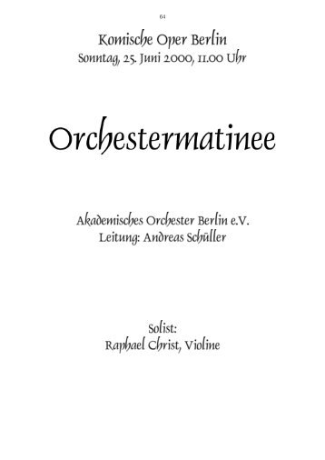 Ouvertüre zur Oper „Der Freischütz“ - Akademisches Orchester Berlin