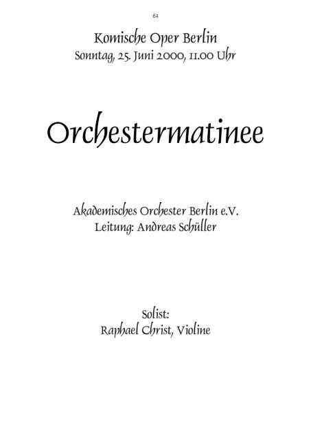 Ouvertüre zur Oper „Der Freischütz“ - Akademisches Orchester Berlin