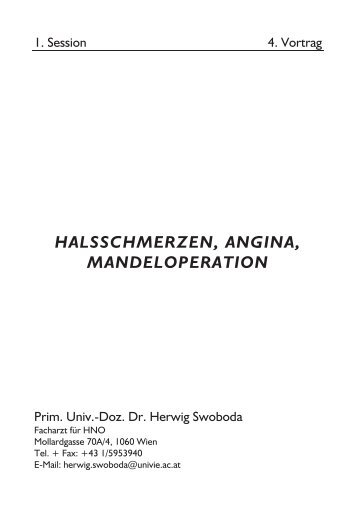 halsschmerzen, angina, mandeloperation - Österreichische ...