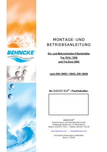 MONTAGE- UND BETRIEBSANLEITUNG - Aqua.Nautica GmbH