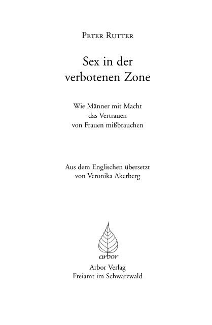 Sex in der verbotenen Zone - Arbor Verlag