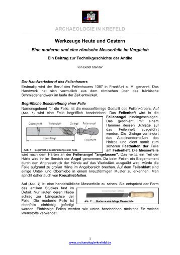 Eine moderne und eine römische Messerfeile im Vergleich