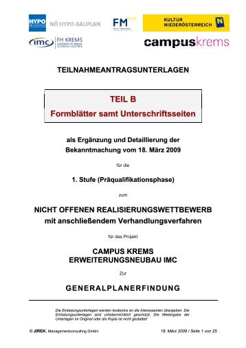 Ausschreibung Teil B (pdf, 387KB) - Architekturwettbewerb.at