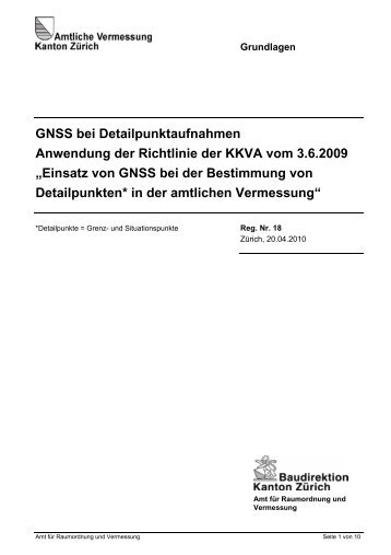 GNSS bei Detailpunktaufnahmen Anwendung der ... - Kanton Zürich