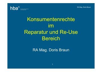 Konsumentenrechte im Reparatur und Re-Use Bereich