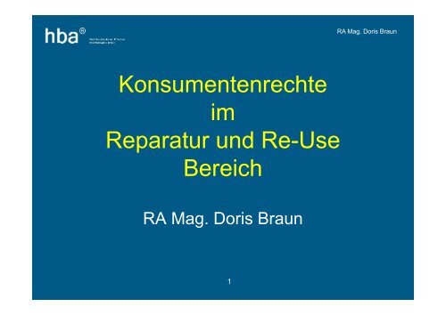 Konsumentenrechte im Reparatur und Re-Use Bereich