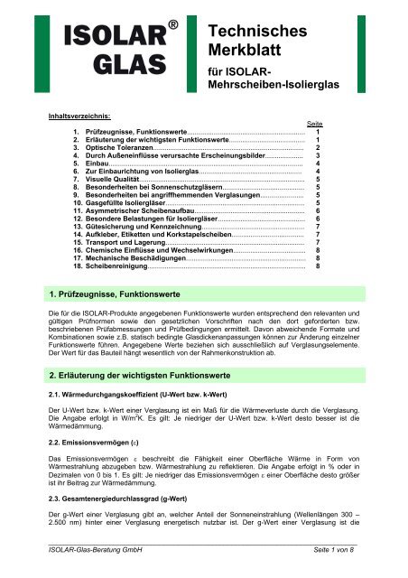 Merkblatt: Mehrscheiben-Isolierglas