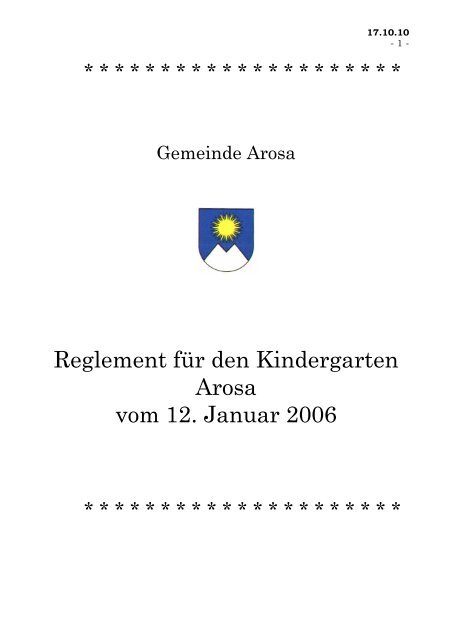 Kindergartenreglement - Arosa