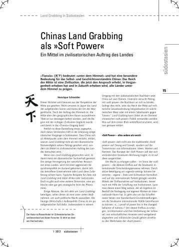 Chinas Land Grabbing als »Soft Power« - Asienhaus