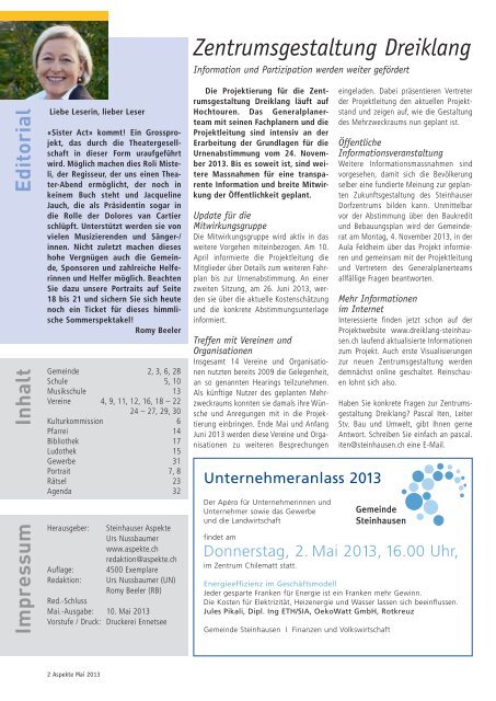 Ausgabe 05/2013 (Grösse 3.8 MB) - Aspekte Steinhausen