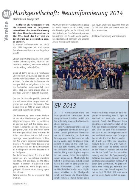 Ausgabe 05/2013 (Grösse 3.8 MB) - Aspekte Steinhausen