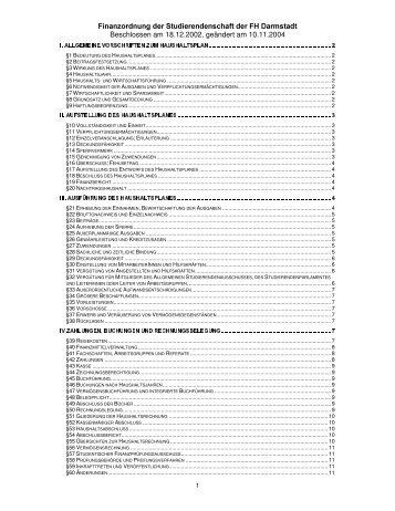 Finanzordnung der Studierendenschaft - AStA Hochschule Darmstadt