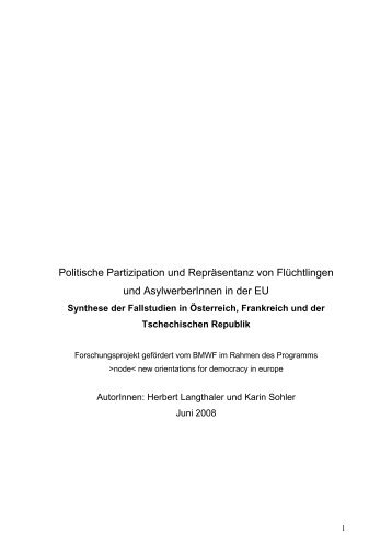 'Zivilgesellschaftliche und politische Partizipation von Flüchtlingen ...