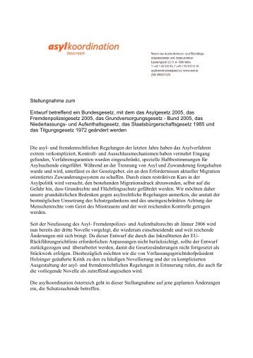 Stellungnahme - Asylkoordination Österreich