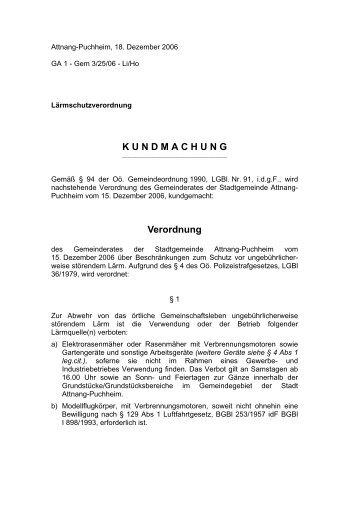 Lärmschutzverordnung - .PDF - Attnang-Puchheim