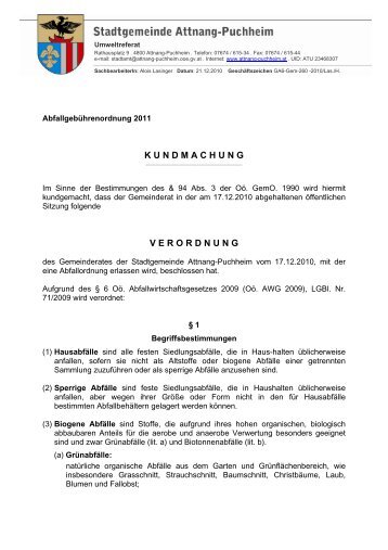 Abfallordnung 2011 (59 KB) - .PDF - Attnang-Puchheim