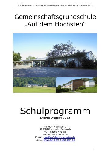 Schulprogramm - GGS "Auf dem Höchsten" Nümbrecht