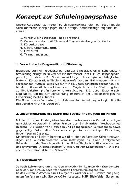 Schulprogramm - GGS "Auf dem Höchsten" Nümbrecht