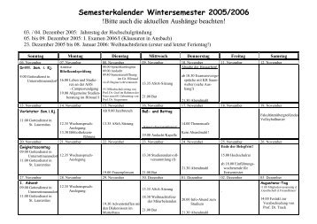 Semesterkalender Wintersemester 2005/2006 Teil 2