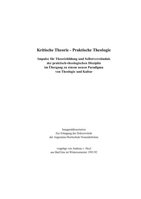 Praktische Theologie - Augustana-Hochschule Neuendettelsau